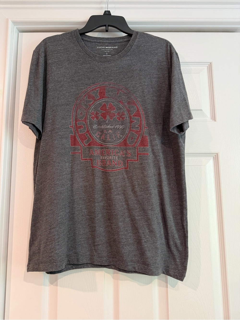 Lucky Brand Men's Gray Graphic Crew Neck T‑Shirt Size L